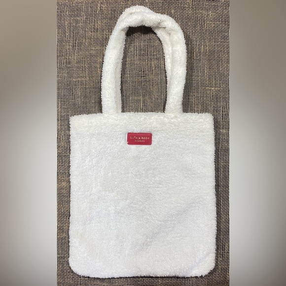 Bath & Body Works White Sherpa Tote Bag with 2 Handles - Picture 1 of 5